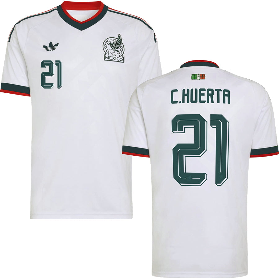 César Huerta Mexico Away Jersey World Cup 2026 - White